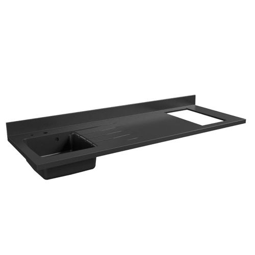 Plan De Travail Monobloc Planiquartz Avec Évier - 180 Cm - Nero - Évier à Gauche - Non