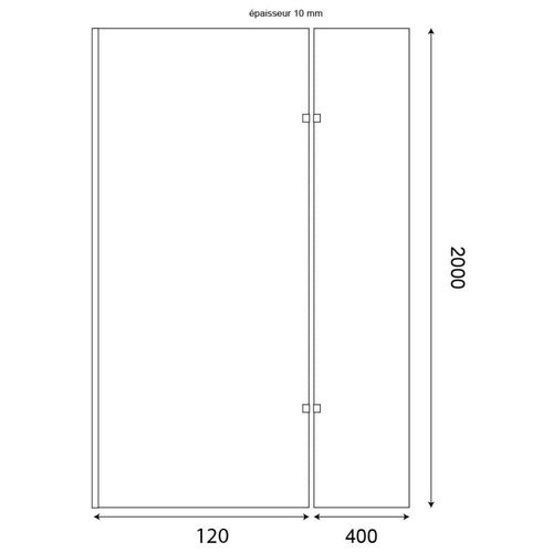 Paroi De Douche Miroir 120+40 Baya Avec Volet Pivotant - Verre 8 Mm