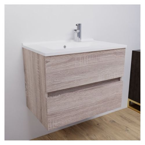 Meuble Salle De Bain Suspendu 70 Cm Rosaly- Bois- Résine