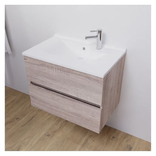 Meuble Salle De Bain Suspendu 70 Cm Rosaly- Bois- Résine