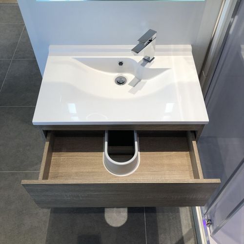 Meuble Salle De Bain Suspendu 70 Cm Rosaly- Bois- Résine