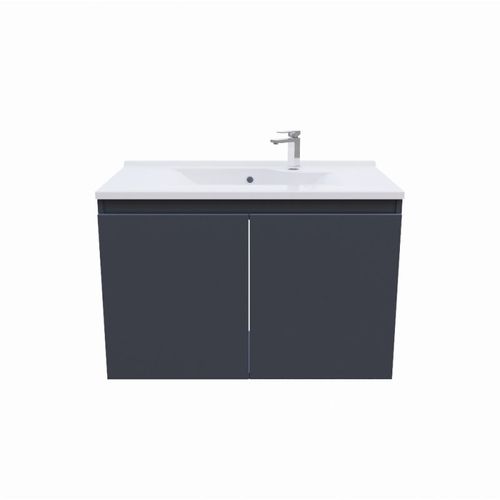 Meuble Salle De Bain Suspendu 70 Cm Proline- Gris- Résine