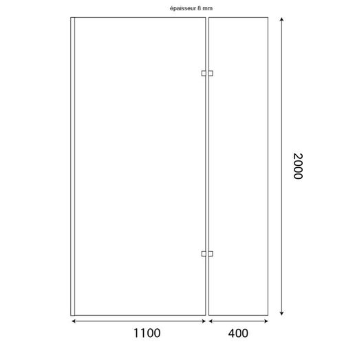 Paroi De Douche Italienne 110+40 X 200cm Calypso Verre 8 Mm Avec Volet Pivotant