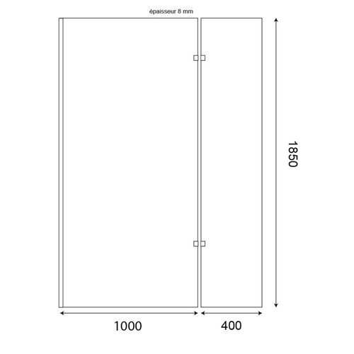 Paroi De Douche Italienne 100+40 X 185cm Nepta Verre 8 Mm Avec Volet Pivotant