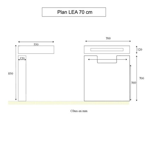 Meuble Lea 70 Cm Plan Vasque Suspendu