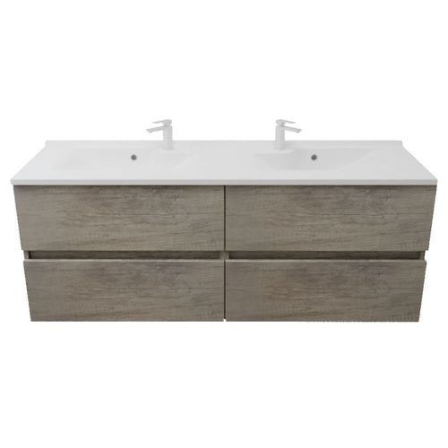 Meuble Double Vasque 120 Cm Rosaly Inox- Bois- Plan Vasque En Résine