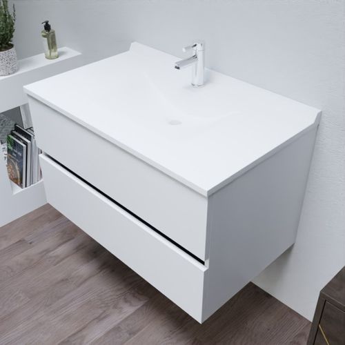 Meuble Vasque L 90cm P 55cm Romy - Blanc Brillant