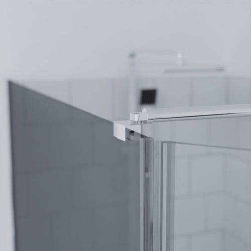 Paroi De Douche Miroir Effet Fumé 120+40 Cm Psyche Avec Volet Pivotant - Verre 8mm