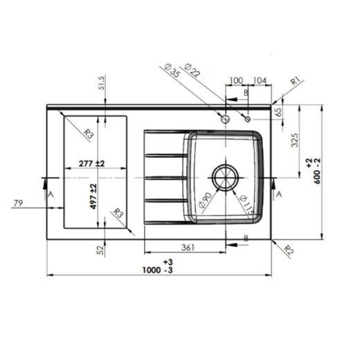 Kitchenette K00l - 100 Cm - Emplacements Frigo Top Et Micr Bois - Cromo - Évier à Droite