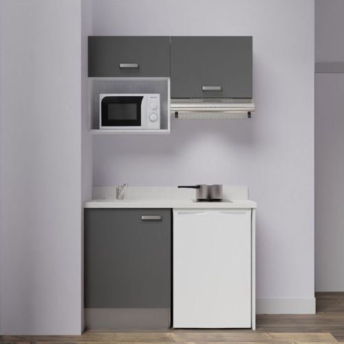 Kitchenette K02l - 120 Cm Avec Plan Monobloc, Emplacement  Gris - Snova - Évier à Gauche