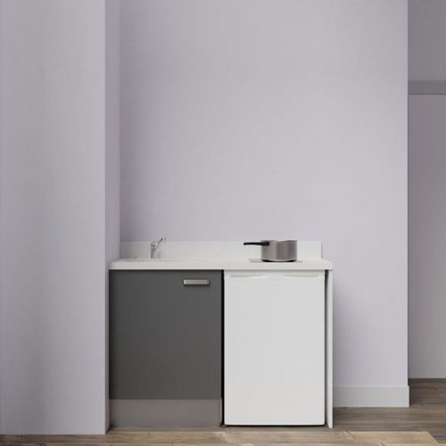 Kitchenette K08l - 120 Cm Avec Plan Monobloc Et Emplacemen Gris - Snova - Évier à Gauche