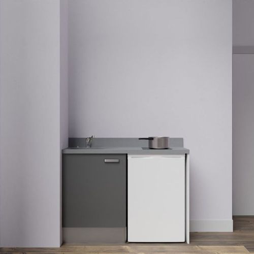 Kitchenette K08l - 120 Cm Avec Plan Monobloc Et Emplacemen Gris - Cromo - Évier à Gauche