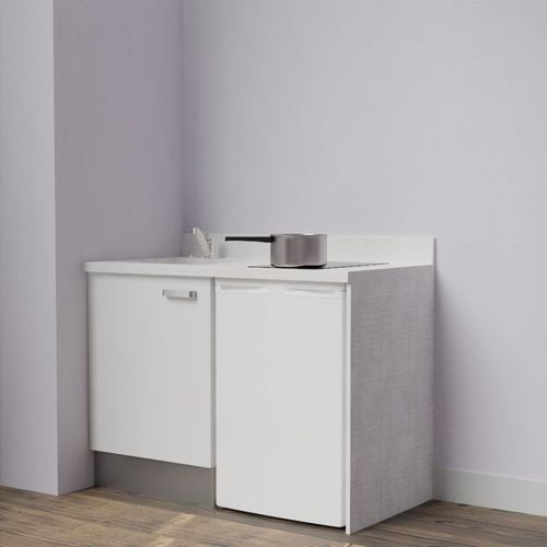 Kitchenette K08l - 120 Cm Avec Plan Monobloc Et Emplacemen Blanc - Snova - Évier à Gauche