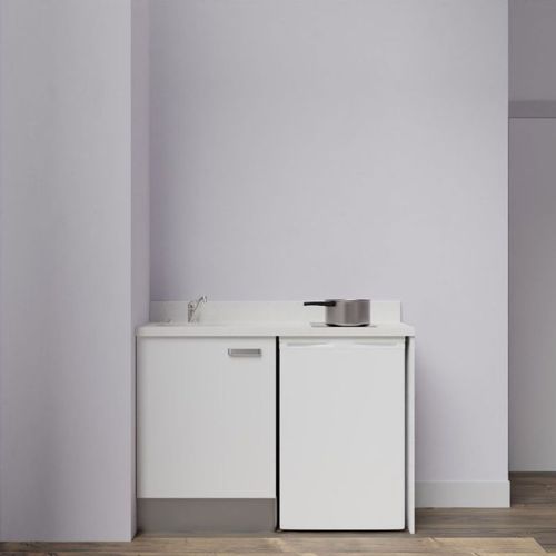Kitchenette K08l - 120 Cm Avec Plan Monobloc Et Emplacemen Blanc - Snova - Évier à Gauche