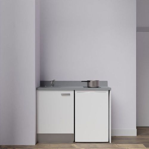 Kitchenette K08l - 120 Cm Avec Plan Monobloc Et Emplacemen Blanc - Cromo - Évier à Gauche
