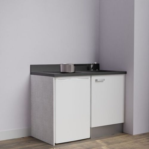 Kitchenette K08l - 120 Cm Avec Plan Monobloc Et Emplacemen Blanc - Nero - Évier à Droite