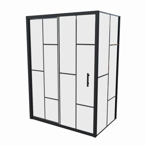 Paroi De Douche D'angle Effet Verrière Atelia Avec Porte Coulissante 120 Cm X 90 Cm