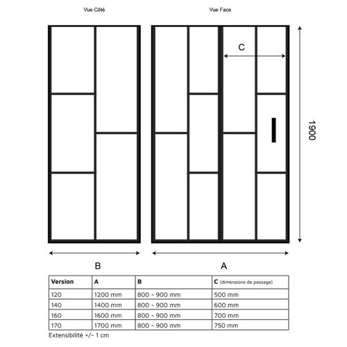 Paroi De Douche D'angle Effet Verrière Atelia Avec Porte Coulissante 160 Cm X 90 Cm