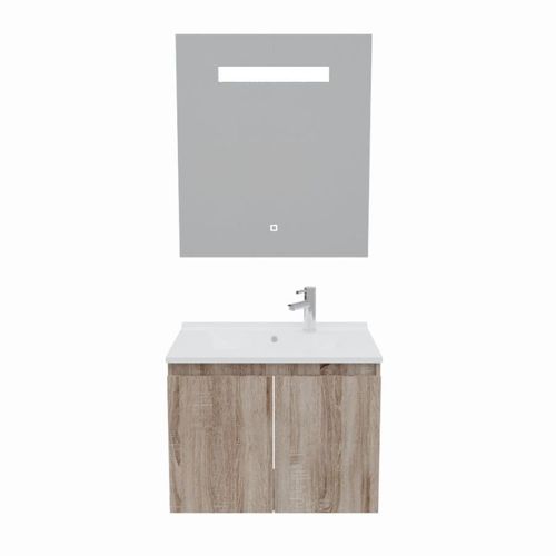 Meuble Proline 70 Cm Avec Plan Vasque Et Miroir Elégance Ht80- Bois- Résine