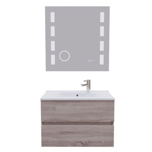 Meuble Salle De Bain 80 Cm Rosaly Avec Plan Vasque Et Miroir Excell Plus- Bois- Résine