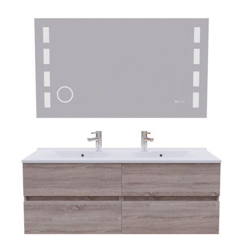 Meuble Double Vasque 140 Cm Rosaly Avec Miroir Excellence- Bois