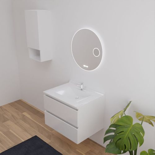 Meuble Salle De Bain Arlequin 70 Cm Avec Miroir Rondinara Blanc
