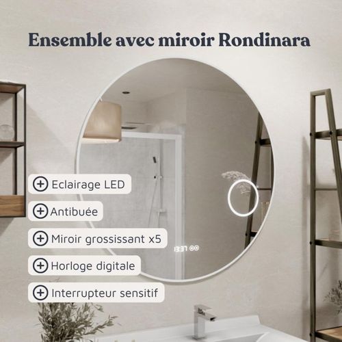 Meuble Salle De Bain Arlequin 70 Cm Avec Miroir Rondinara Blanc