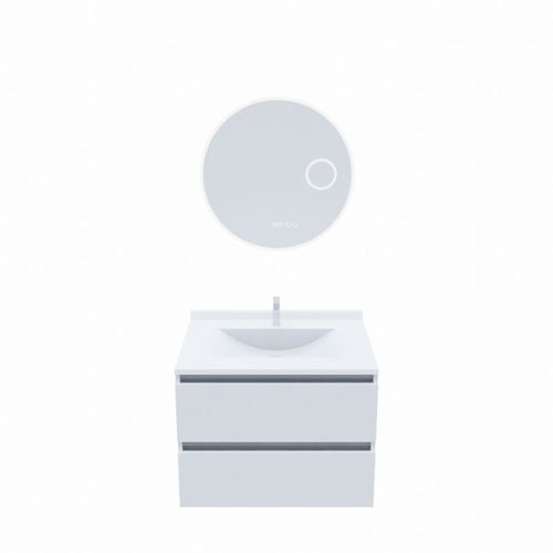 Meuble Salle De Bain Arlequin 70 Cm Avec Miroir Rondinara Blanc/Gris