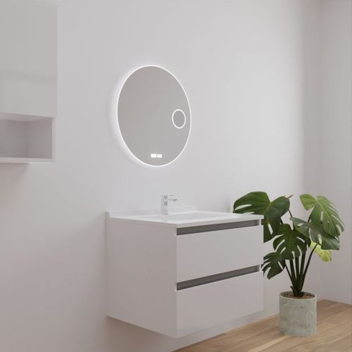 Meuble Salle De Bain Arlequin 70 Cm Avec Miroir Rondinara Blanc/Gris