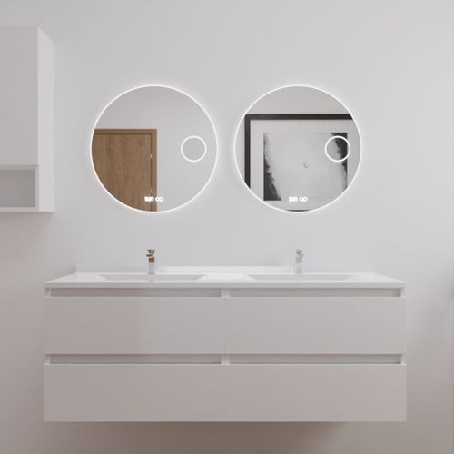 Meuble Double Vasque 140 Cm Arlequin Avec 2 Miroirs Rondinara Blanc