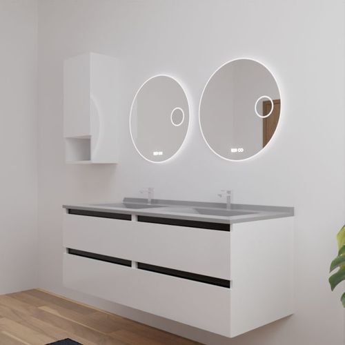 Meuble Double Vasque 140 Cm Arlequin Avec 2 Miroirs Rondinara Noir