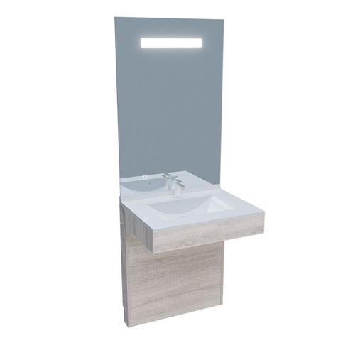 Meuble Pmr Altea 70 Cm Avec Plan Vasque Et Miroir LED Eleg Plus Ht105