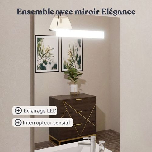 Meuble Lea 90 Cm Avec Plan Vasque Déportée à Droite Et Miroir LED Elégance Ht105