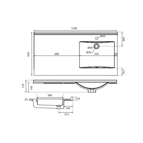 Meuble Lave-linge Idea, Plan Vasque Déportée + Miroir Elégance H105- Bois- Vasque à Droite