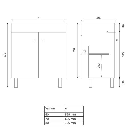 Meuble Salle De Bain Sur Pieds Ecoline 80 Cm - Blanc