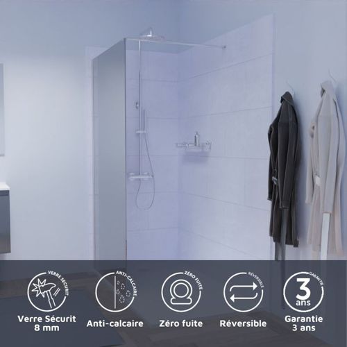 Paroi De Douche Miroir 100 Cm Maora - Verre 8 Mm Anticalcaire