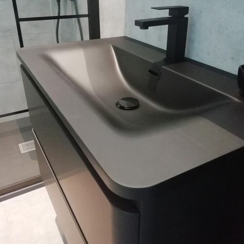 Meuble Salle De Bain Suspendu Pearl 80 Cm - Noir Mat