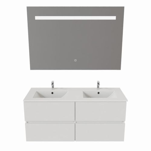 Meuble Double Vasque 120 Cm Rosaly Avec Miroir Elégance Ht80- Blanc- Céramique