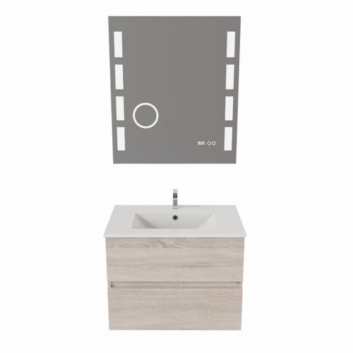 Meuble Salle De Bain 70 Cm Rosaly Avec Plan Vasque Et Miroir Excellence- Bois- Céramique