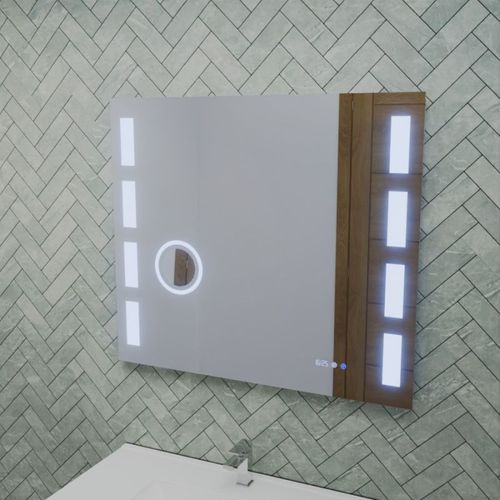 Miroir LED Réglable Excell Plus - 80 X 70 Cm Avec Antibuée, Loupe Et Horloge