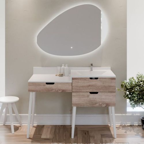 Meuble Vasque Avec Coiffeuse 120 Cm Alya + Miroir LED Drop