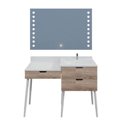 Meuble Vasque Avec Coiffeuse 120 Cm Alya + Miroir LED Starled