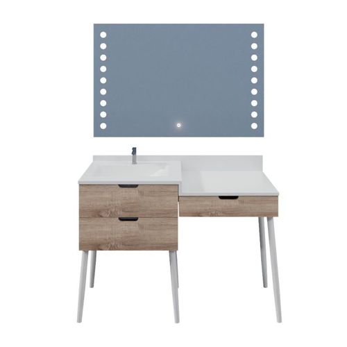 Meuble Vasque Avec Coiffeuse 120 Cm Alya + Miroir LED Starled
