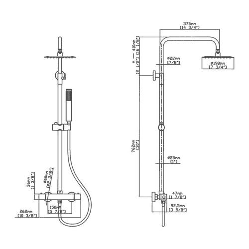 Combiné De Douche Et Douchette Square - Doré