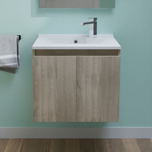 Meuble Salle De Bain Suspendu 60 Cm Proline- Bois- Résine