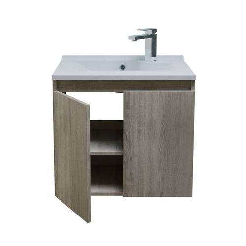 Meuble Salle De Bain Suspendu 60 Cm Proline- Bois- Résine