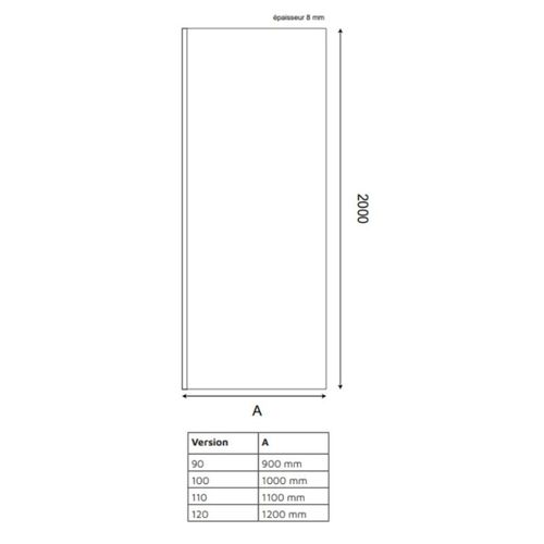 Paroi De Douche Fixe Dorée 90 Cm X 200 Cm Goldy - Verre 8 Mm