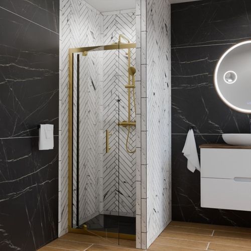 Porte De Douche Pivotante 80 Cm Cadre Doré Goldy