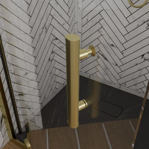 Porte De Douche Pivotante 90 Cm Cadre Doré Goldy