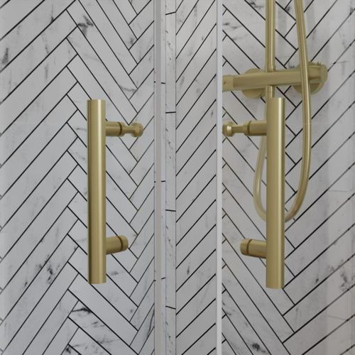 Paroi De Douche D'angle Cadre Doré Goldy 100 Cm X 100 Cm